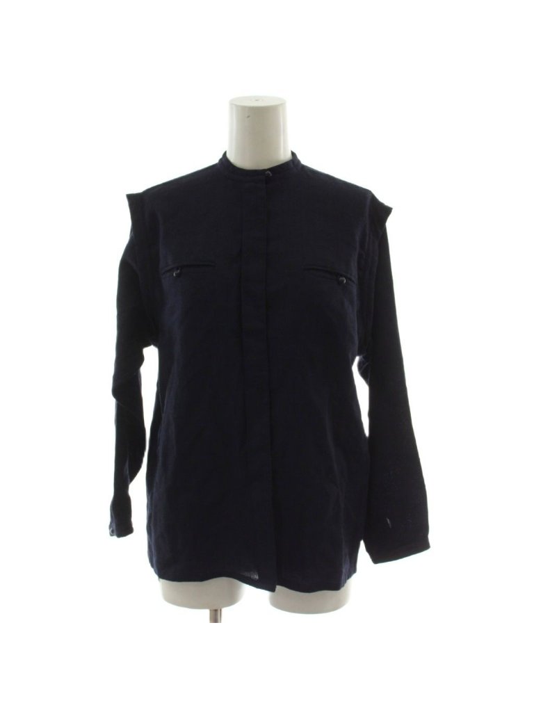 Dior Shirt Blouse S Navy Long Sleeve High Neck Gg